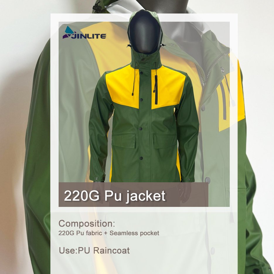Windbreaker Hiking Clothing Customized Logo Waterproof Pu Jacket with Seamless pocket