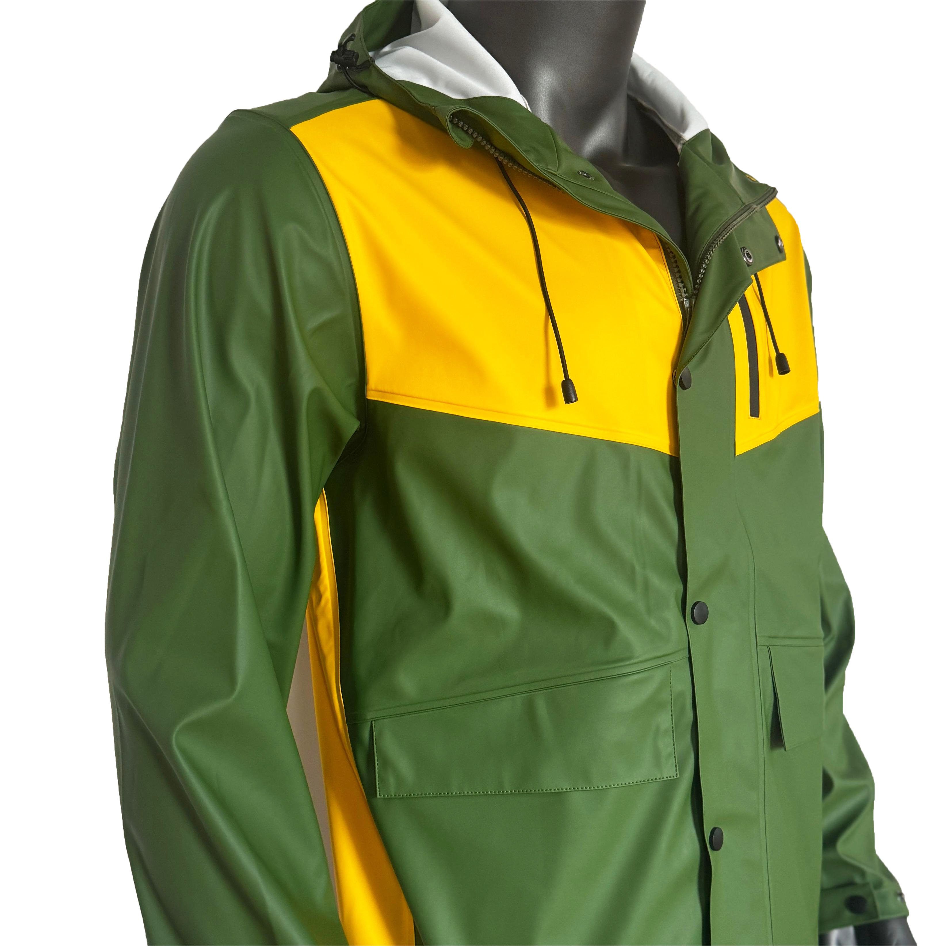 Windbreaker Hiking Clothing Customized Logo Waterproof Pu Jacket with Seamless pocket