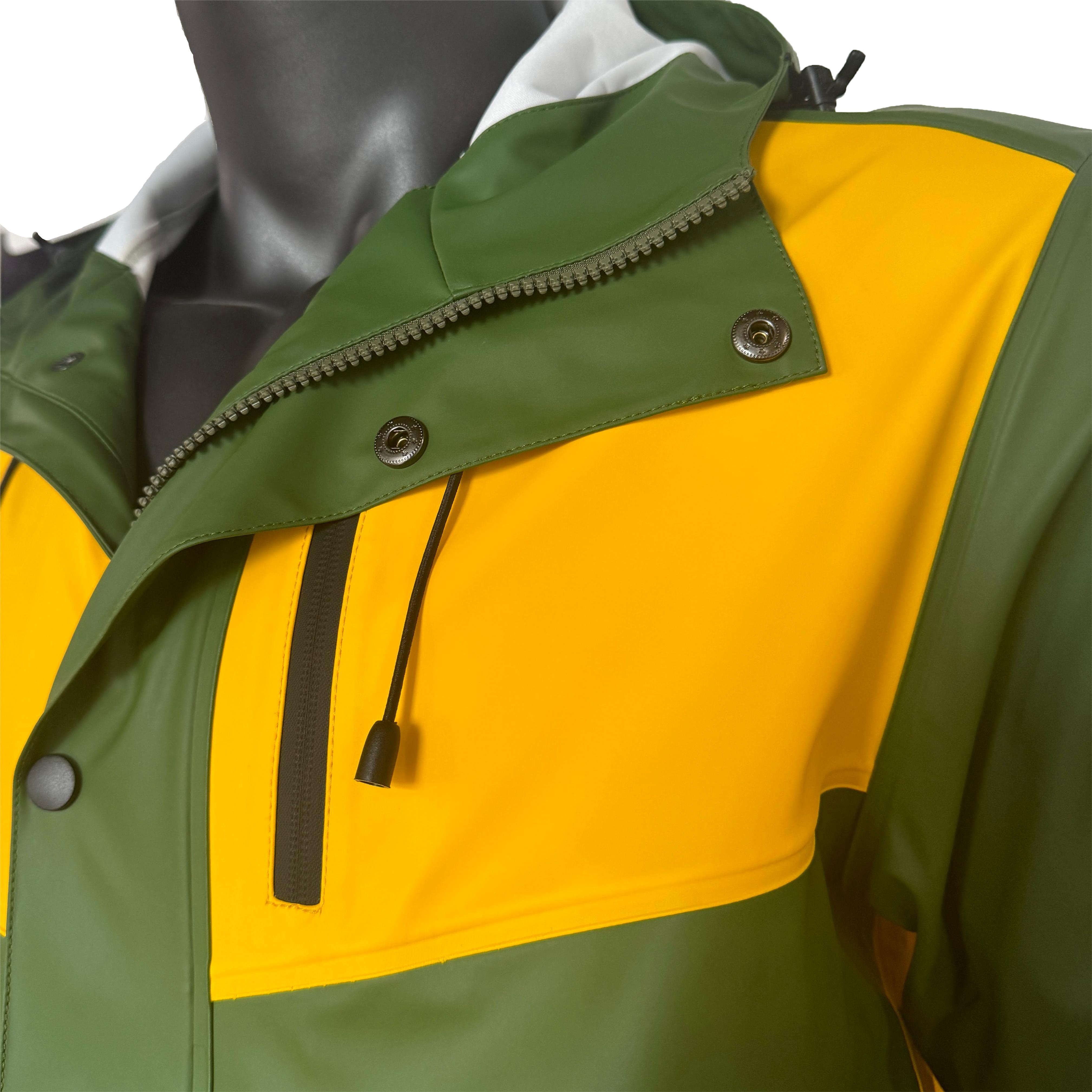 Windbreaker Hiking Clothing Customized Logo Waterproof Pu Jacket with Seamless pocket