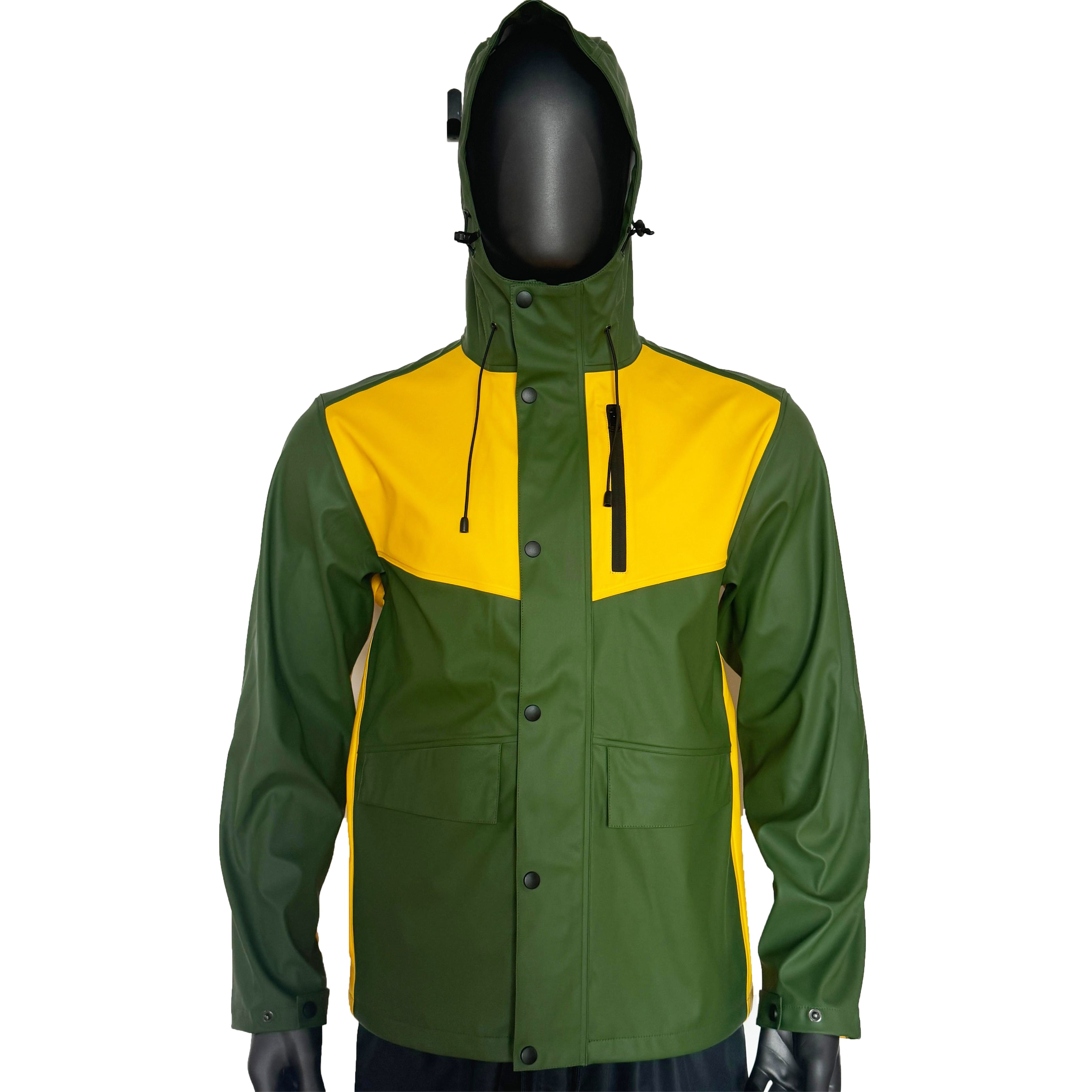 Windbreaker Hiking Clothing Customized Logo Waterproof Pu Jacket with Seamless pocket
