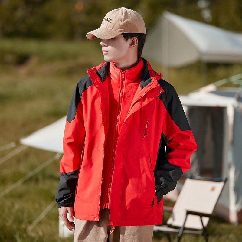 Popular unisex outdoor three in one windbreaker waterproof jacket rain jacket for hiking camping and climbing