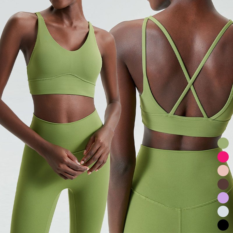 Customized High Quality Women's Gym Sports Fitness Yoga Bra Fitness Sports Bra Supportive Cross Back Sports Bra Yoga