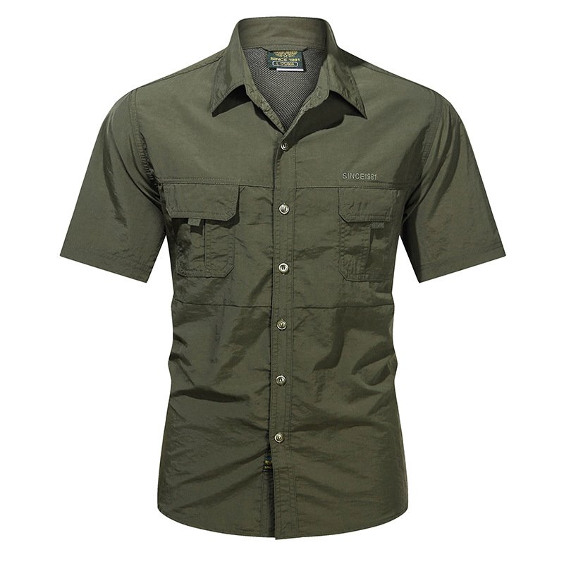 Men Tactical Softshell Shirts Summer Lightweight Quick Drying Man Short Sleeve Cargo Shirts