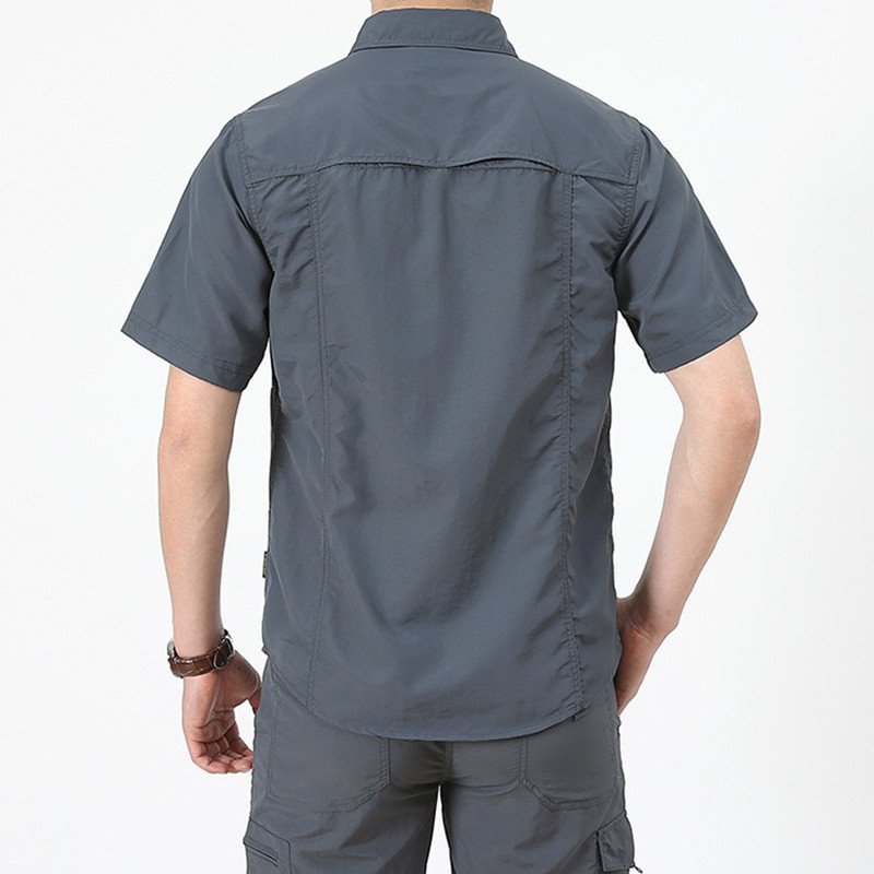 Men Tactical Softshell Shirts Summer Lightweight Quick Drying Man Short Sleeve Cargo Shirts