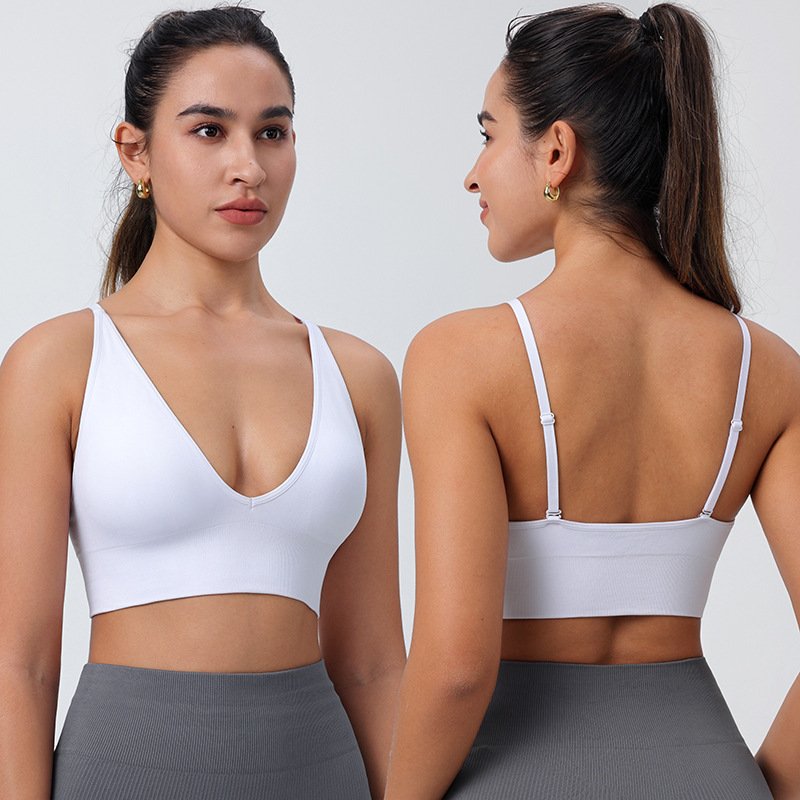Shunaier Adjustable Custom Logo Workout Wear Cross Back Shockproof Sport Bras Fixed Pads Gym Fitness Yoga Top Sports Bra