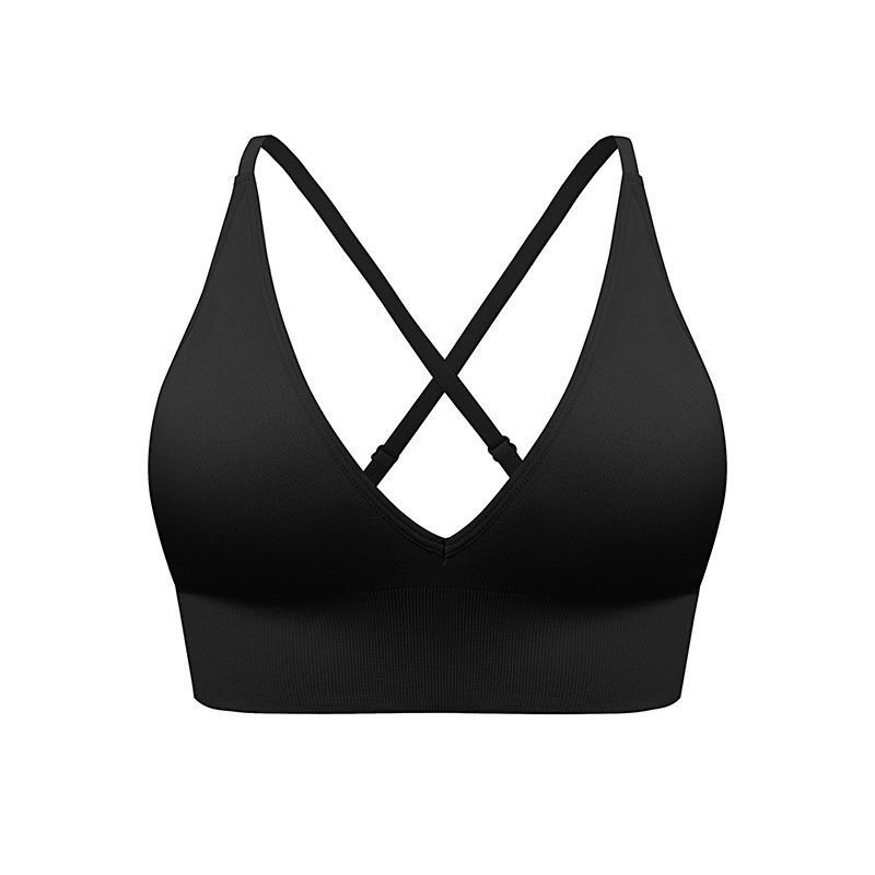 Shunaier Adjustable Custom Logo Workout Wear Cross Back Shockproof Sport Bras Fixed Pads Gym Fitness Yoga Top Sports Bra