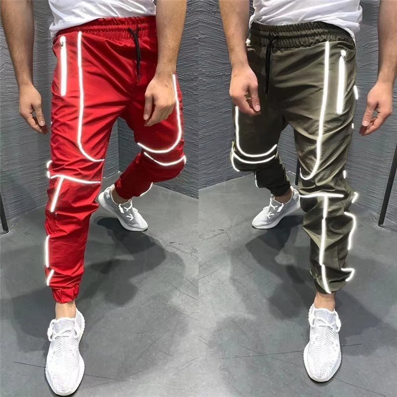 OEM Custom Design Men Cargo Pants Reflective Trouser Men Pant Hip Hop Streetwear Joggers Sweatpants Hiking Pants