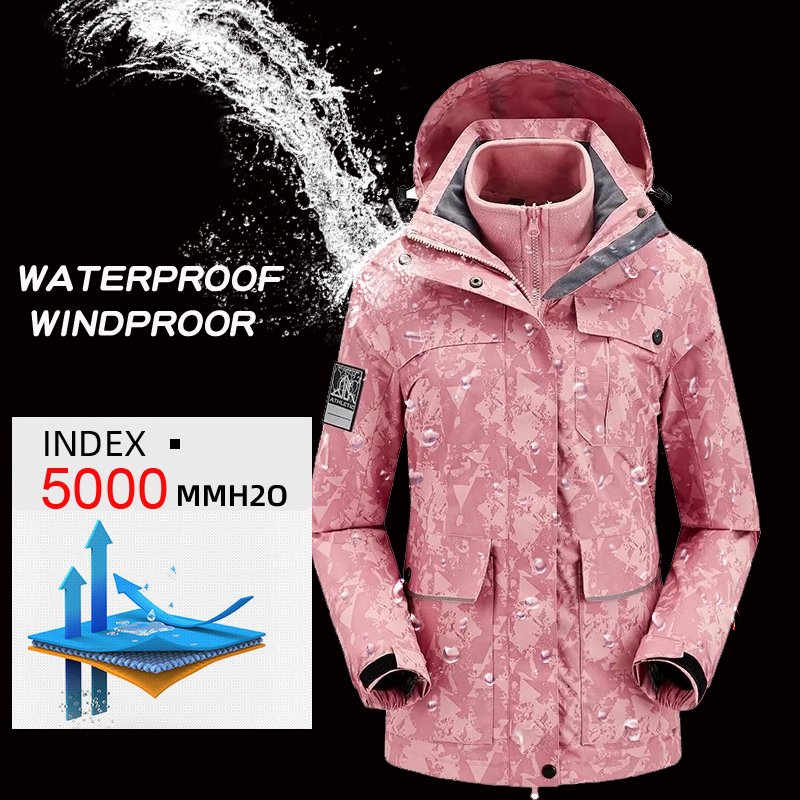 Couple's Camping Hiking Waterproof Mountain Jacket Windproof Warm Fleece Softshell Jacket Winter Windbreaker Jacket Ski Outfits