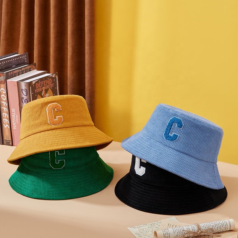 High Quality Winter product Towel Embroidery Custom Logo Shade Simple Cotton Sports Corduroy Bucket Hat