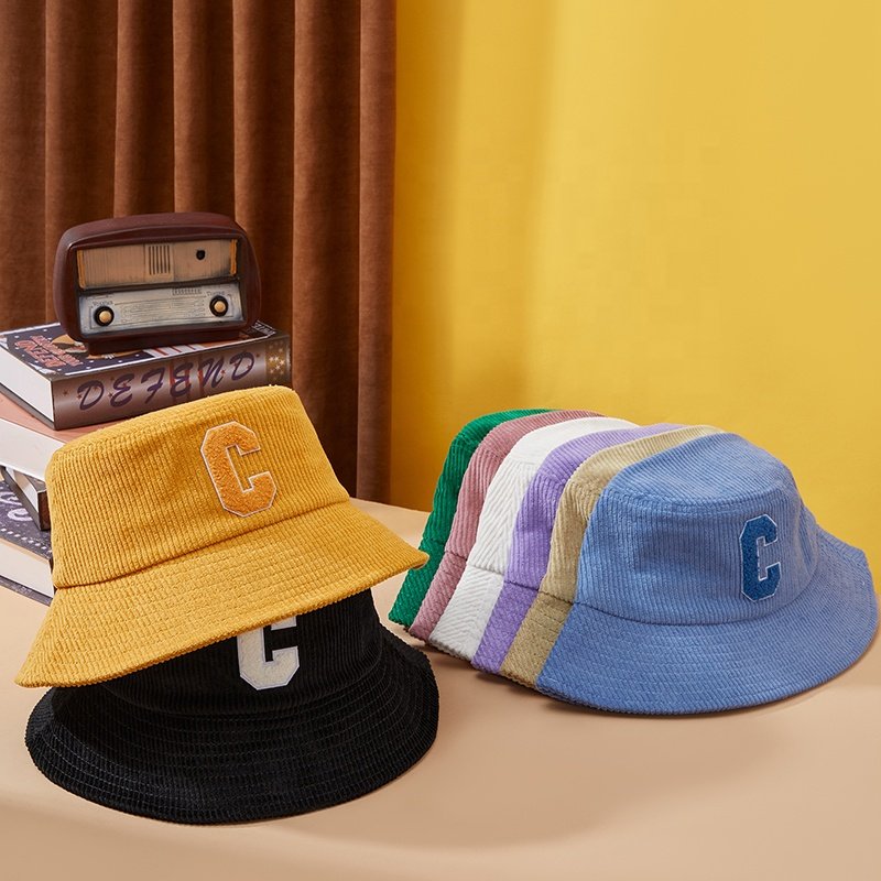 High Quality Winter product Towel Embroidery Custom Logo Shade Simple Cotton Sports Corduroy Bucket Hat