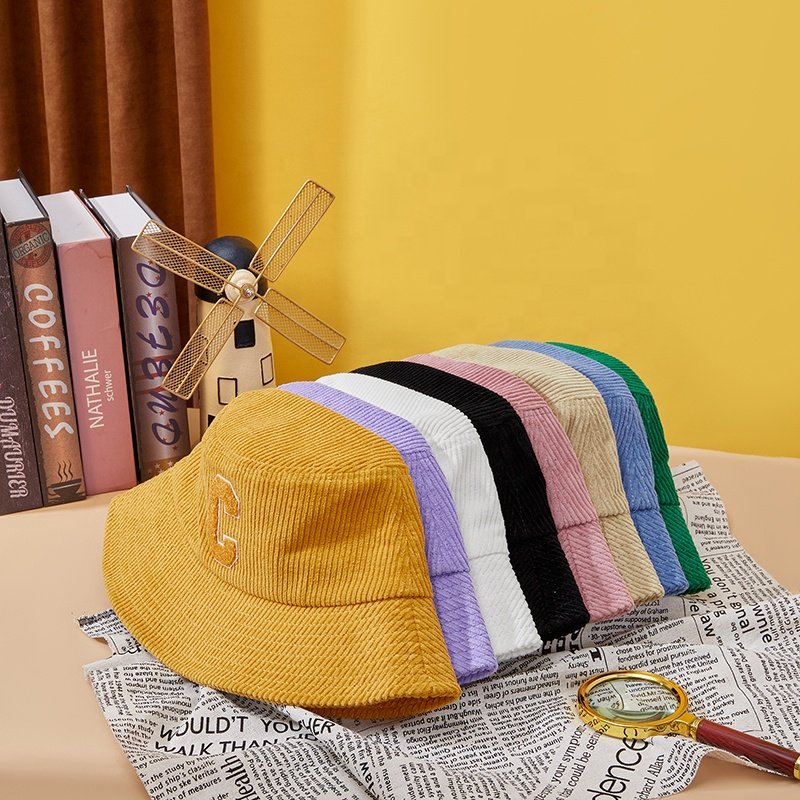High Quality Winter product Towel Embroidery Custom Logo Shade Simple Cotton Sports Corduroy Bucket Hat