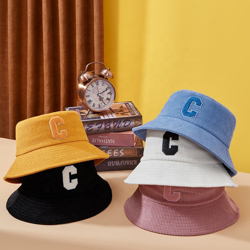 High Quality Winter product Towel Embroidery Custom Logo Shade Simple Cotton Sports Corduroy Bucket Hat