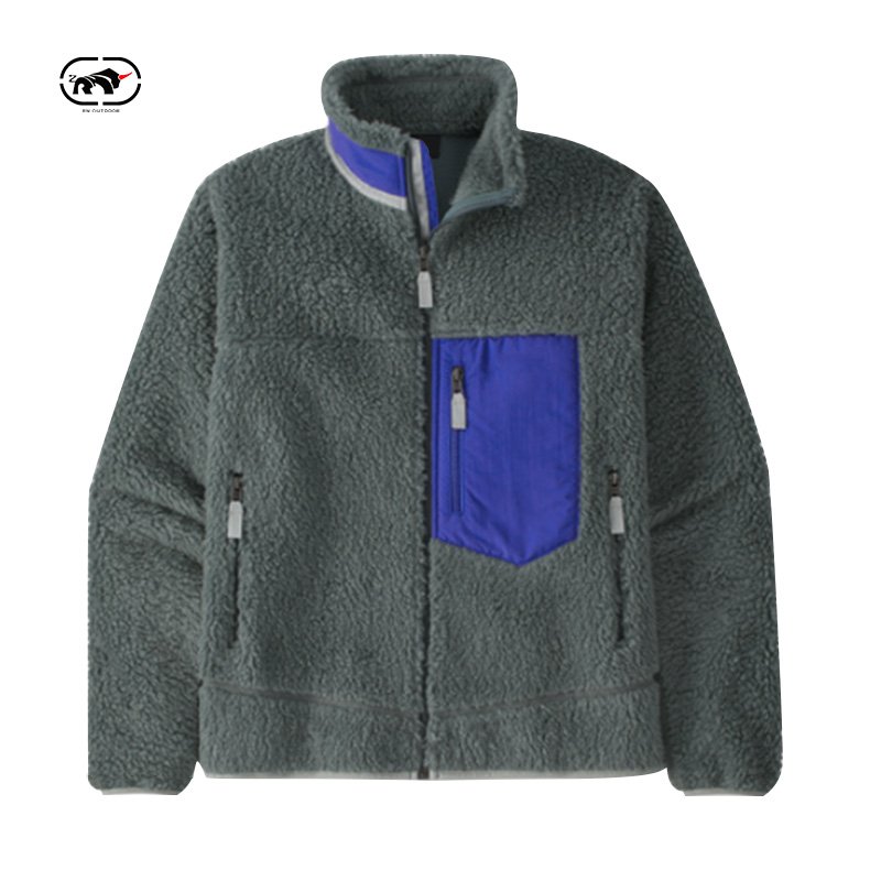 Manufacturer Custom Logo Embroidery Fleece Jacket Premium Zip Up Winter Travel Hiking Sherpa Fleece Jacket Mens