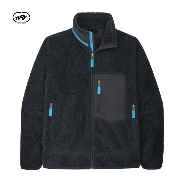 Manufacturer Custom Logo Embroidery Fleece Jacket Premium Zip Up Winter Travel Hiking Sherpa Fleece Jacket Mens