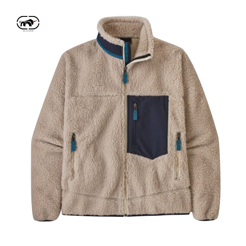Manufacturer Custom Logo Embroidery Fleece Jacket Premium Zip Up Winter Travel Hiking Sherpa Fleece Jacket Mens