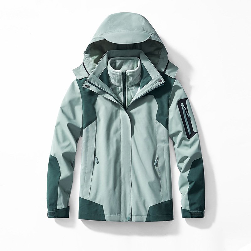 High Quality 2-piece Fleece Jacket Skin Friendly Inner Comfort Winter Warm Outdoor Hiking Wear Waterproof Ski interchange jacket