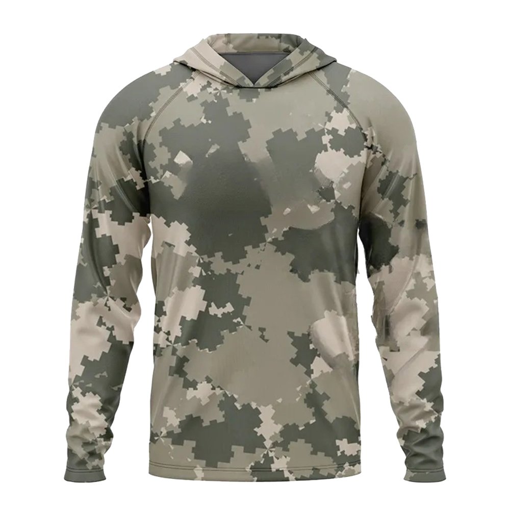 UV50+ Sun Protection Long Sleeve Fishing Clothing Camouflage Stylish Outdoor Lightweight Fishing Hoodie For Men