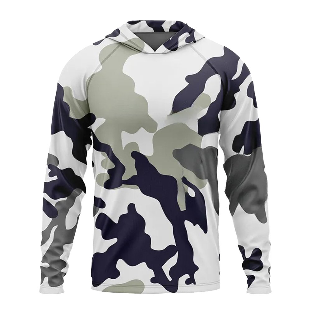 UV50+ Sun Protection Long Sleeve Fishing Clothing Camouflage Stylish Outdoor Lightweight Fishing Hoodie For Men