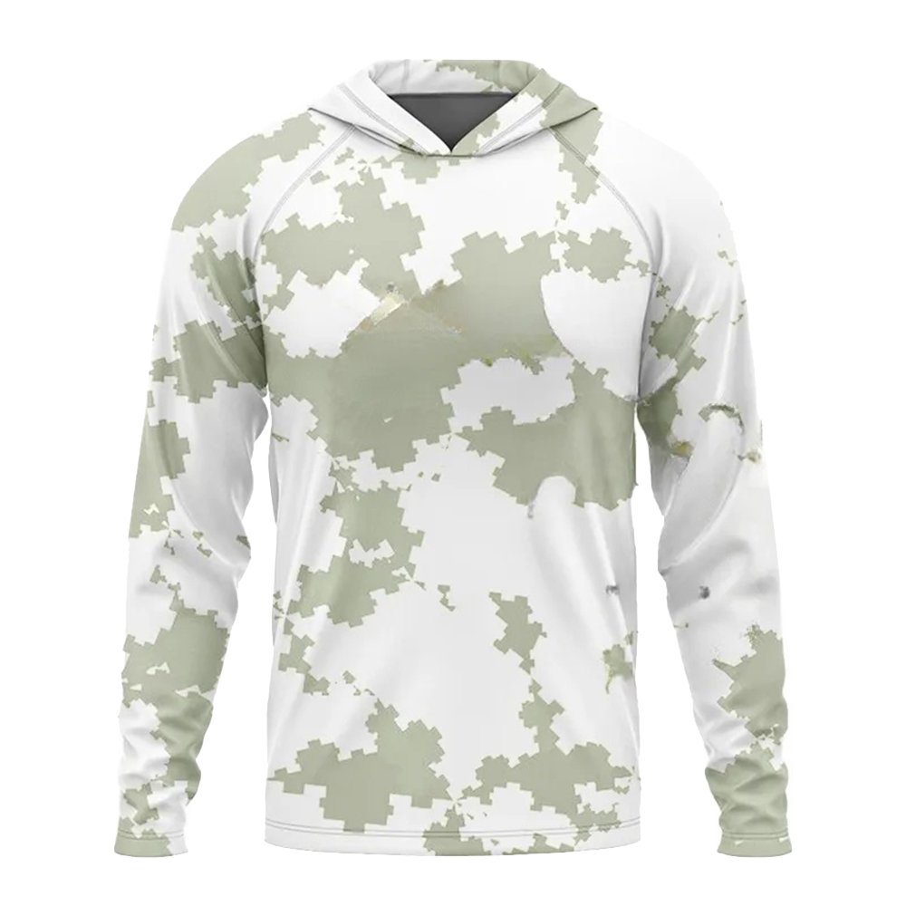 UV50+ Sun Protection Long Sleeve Fishing Clothing Camouflage Stylish Outdoor Lightweight Fishing Hoodie For Men