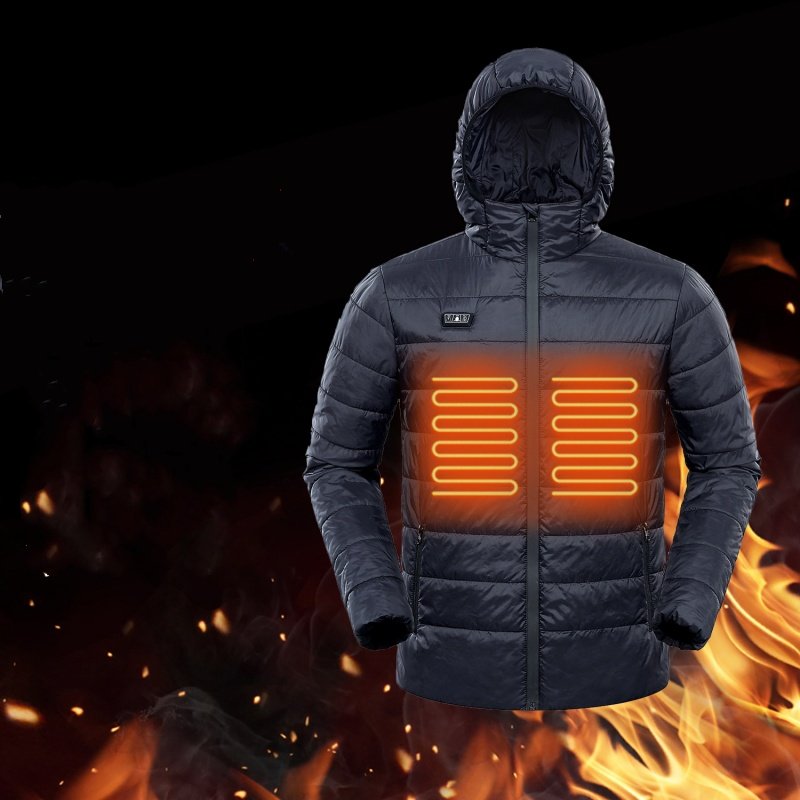 USB Charging winter Intelligent control men USB 5V smart carbon fibre hoodie heating warm clothing jacket