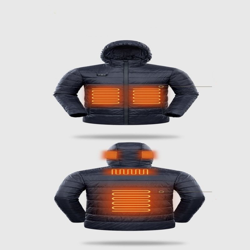 USB Charging winter Intelligent control men USB 5V smart carbon fibre hoodie heating warm clothing jacket