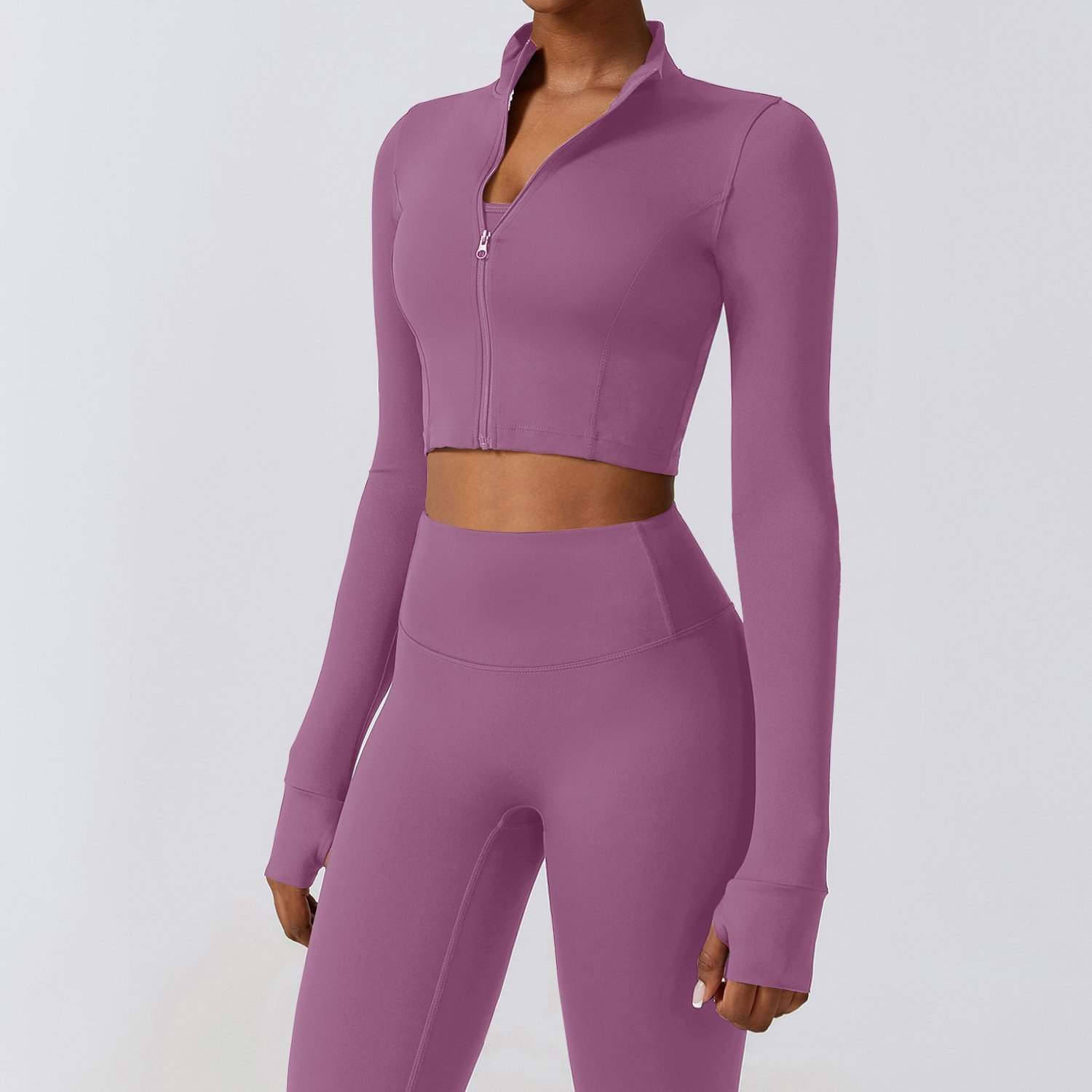 2024 New Arrival Custom Logo Zip Up Long Sleeve Yoga Top Breathable Soft Fashion Tight Sports Jackets Solid Zipper Gym Tops