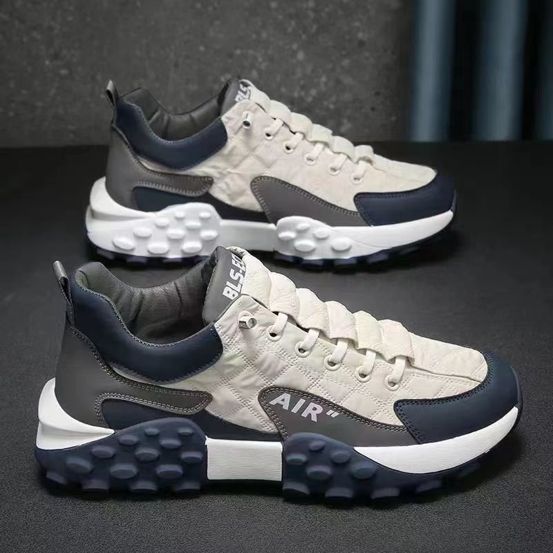 athletic hiking trekking shoes sneakers for Fitness Walking Cool Suede upper thick sole lace up Men's outdoor anti-slip sports