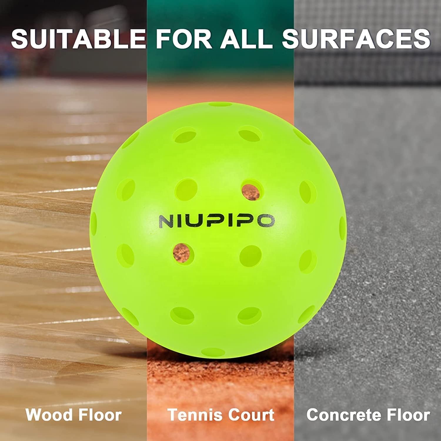 Niupipo Pickleball Balls OEM LOGO USAPA Approved High Elasticity Durable 40 Holes Seamless Outdoor Pickleballs
