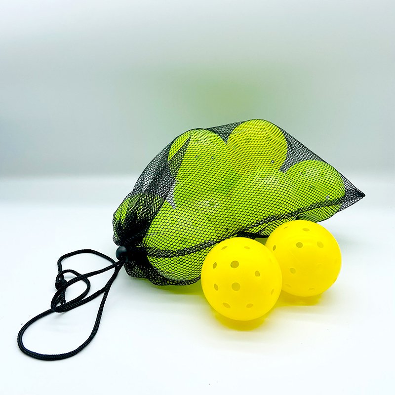 Durable, real flight and genuine elasticity Outdoor pickleball including mesh drawstring handbag-12 piece pack