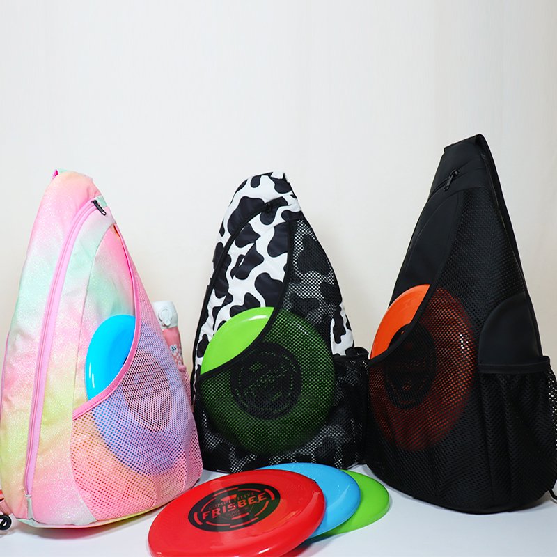 Bright Color Frisbee Sling Bag Golf Sports GYM Racket Chest PU Bag