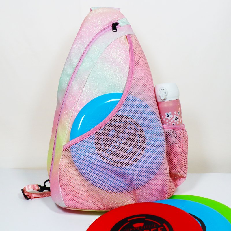 Bright Color Frisbee Sling Bag Golf Sports GYM Racket Chest PU Bag