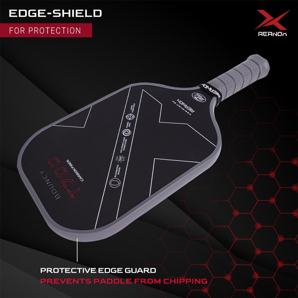 REANOX New Usapa Compliant 16mm T700 Raw Carbon Fiber Surface PickleBall Paddle Elongated Shape Larger Sweet Spot