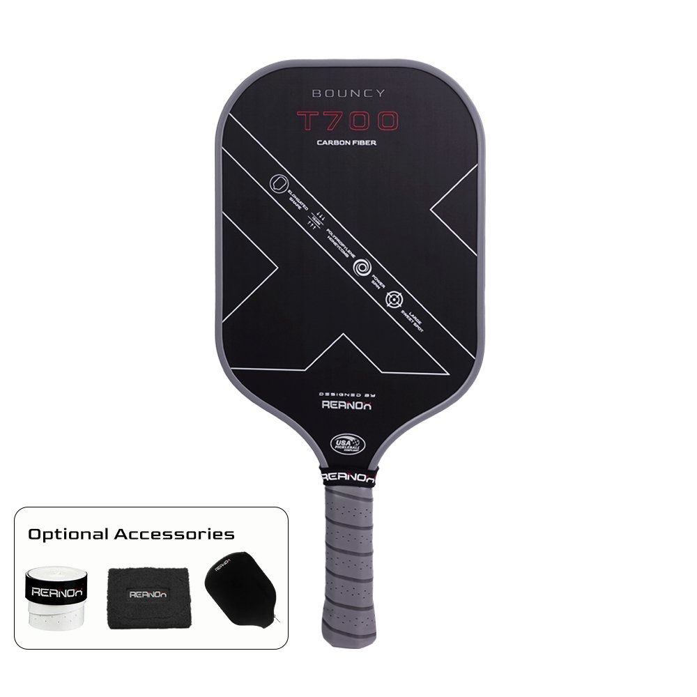 REANOX New Usapa Compliant 16mm T700 Raw Carbon Fiber Surface PickleBall Paddle Elongated Shape Larger Sweet Spot