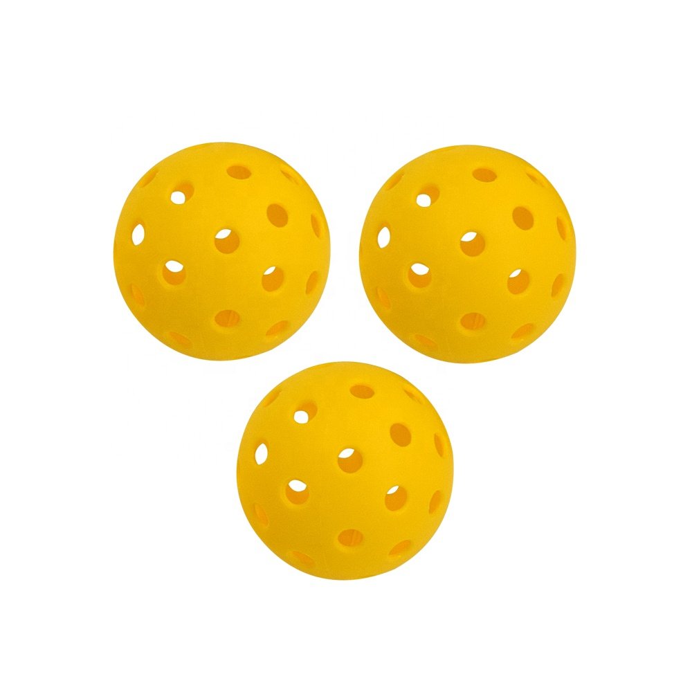 2021 new sports durable 40 holes outdoor indoor pickleball sports yellow pickleball