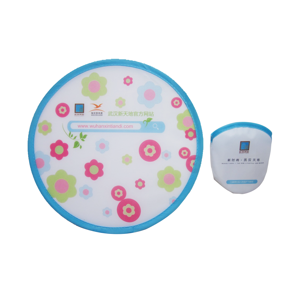 Promotional Cheap Custom Polyester Hand Fan Portable Foldable Flying Disc Nylon Flying Disc With Pouch