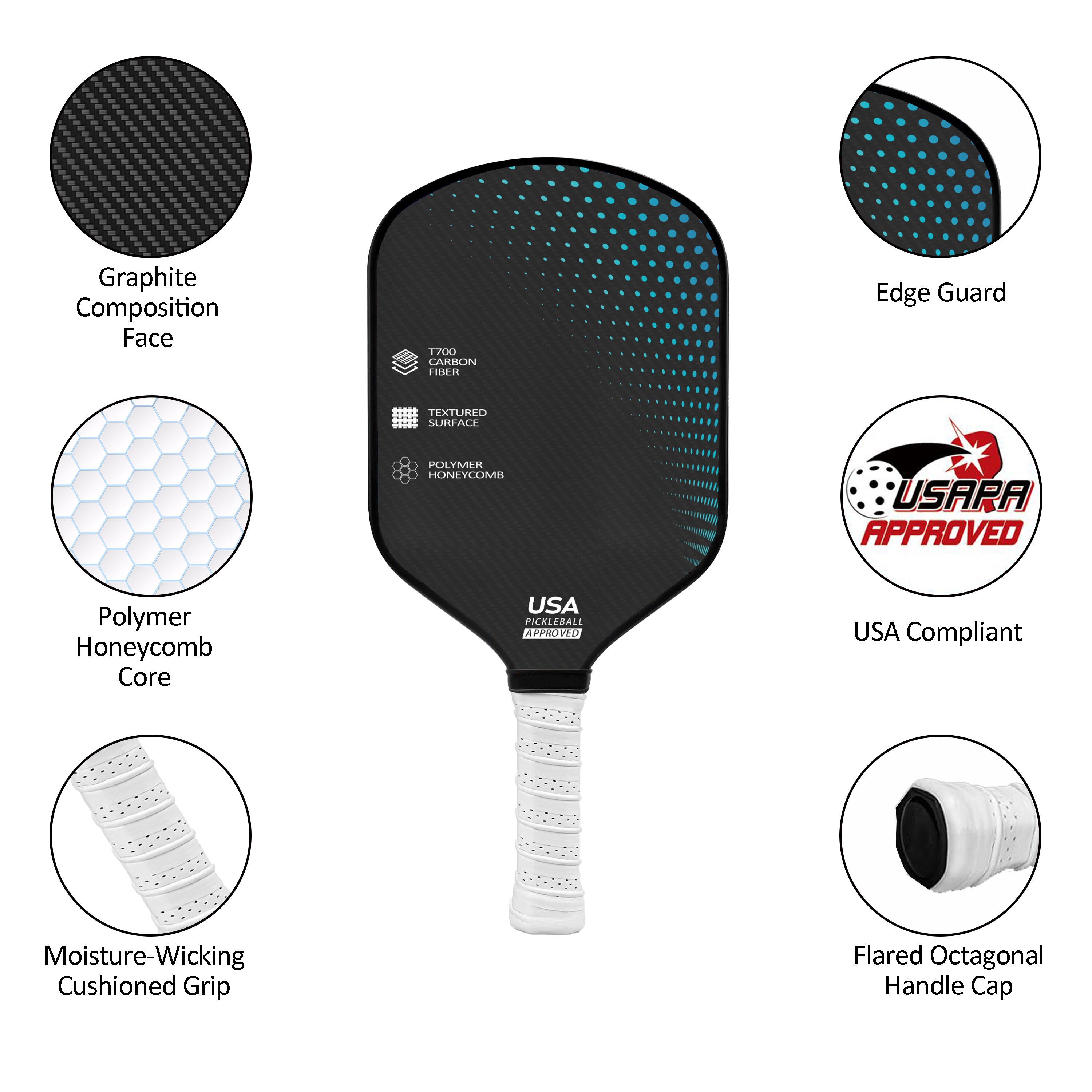 Custom Oem Carbon Fiber Graphite UV Printing 396mm Pickle Ball t300 Carbon Fiber Pickleball Paddle