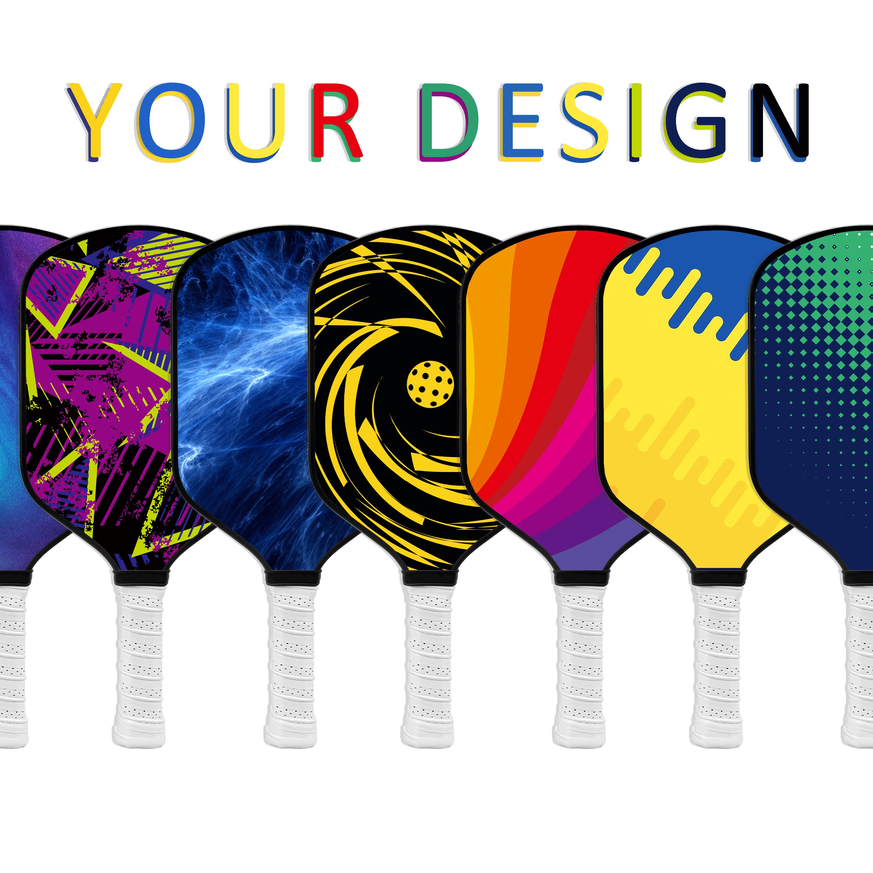 Custom Oem Carbon Fiber Graphite UV Printing 396mm Pickle Ball t300 Carbon Fiber Pickleball Paddle