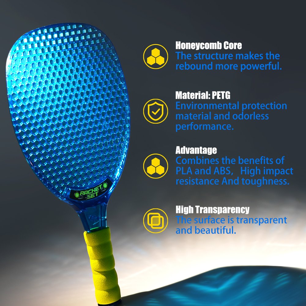 Translucent PETG Material Racket Set Unisex China Pickleball Paddles Eva Foam Pickleball Paddle For Kids