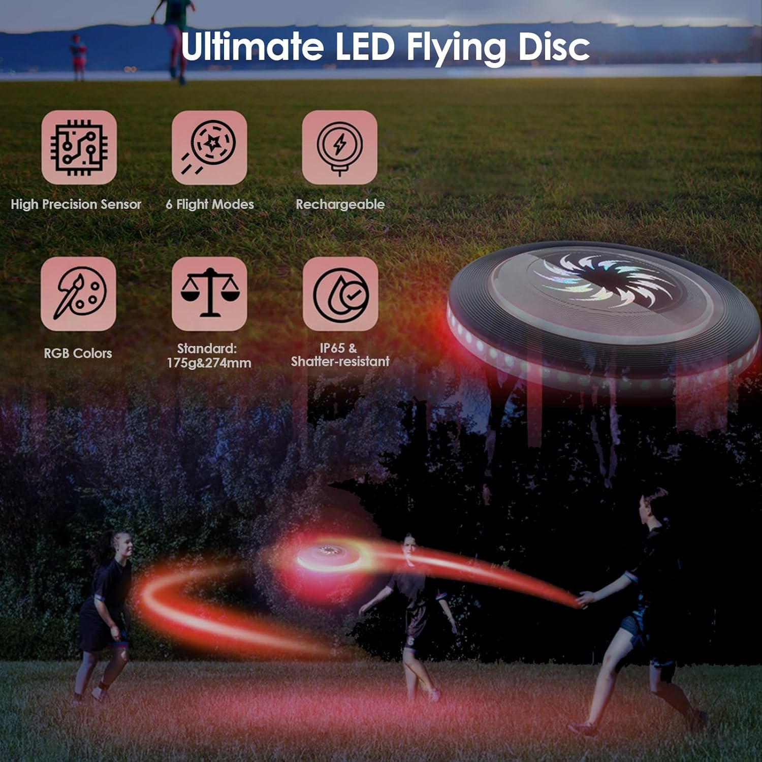 Ultimate OEM LED Frisbee for Outdoor Sports 175g Flying Ring for Backyard Throwing Flying Disc