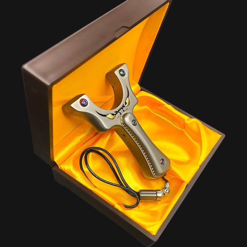 All -titanium alloy straight small monster slingshot outdoor outdoor demolition high -precision clamps fly tiger round head flat skin