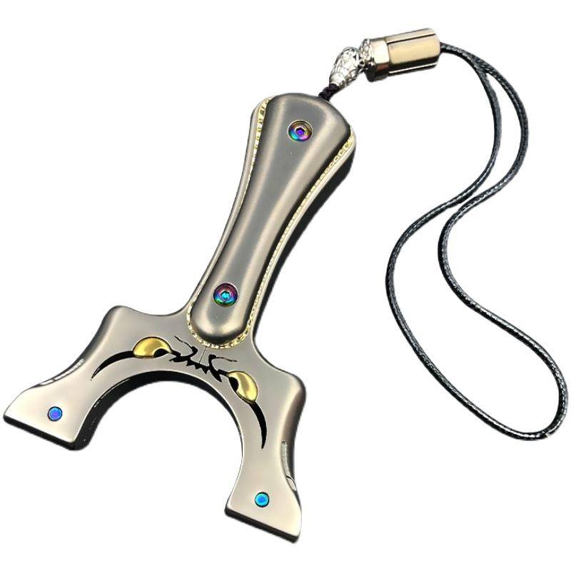 All -titanium alloy straight small monster slingshot outdoor outdoor demolition high -precision clamps fly tiger round head flat skin