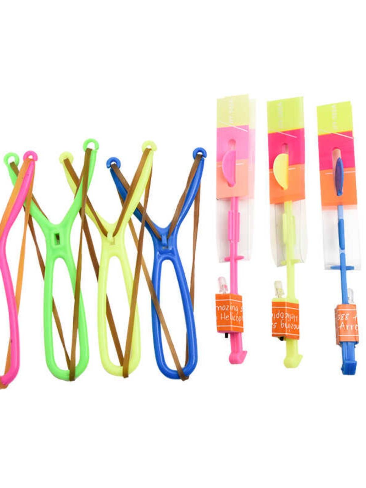 Round -shaped slingshot flying arrow glowing children's double flash flying sky ejection flash bamboo dragonfly night light flying ground stall toys
