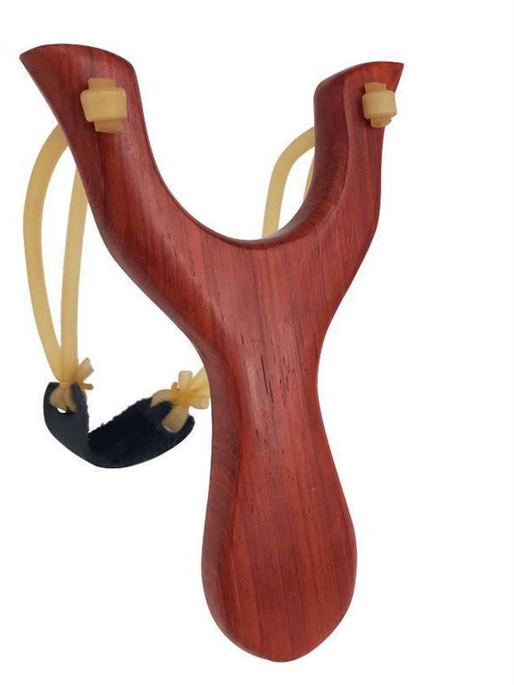 Outdoor slingshot traditional bullet fork high -precision wooden children's wooden round leather wooden rack solid wood strong mahogany