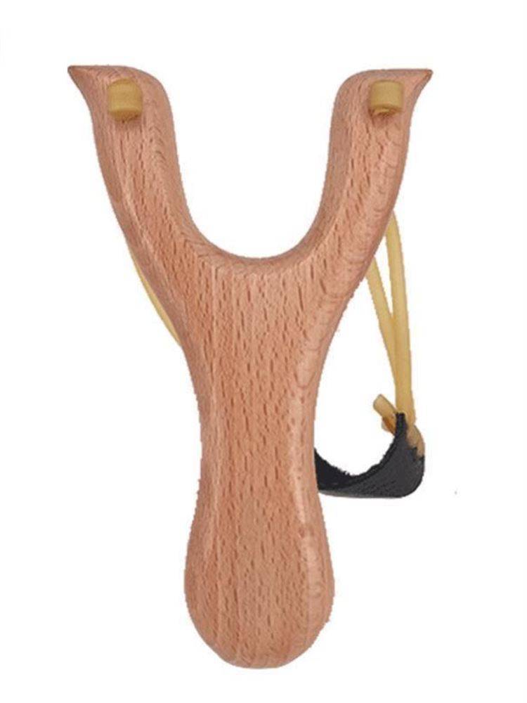 Outdoor slingshot traditional bullet fork high -precision wooden children's wooden round leather wooden rack solid wood strong mahogany