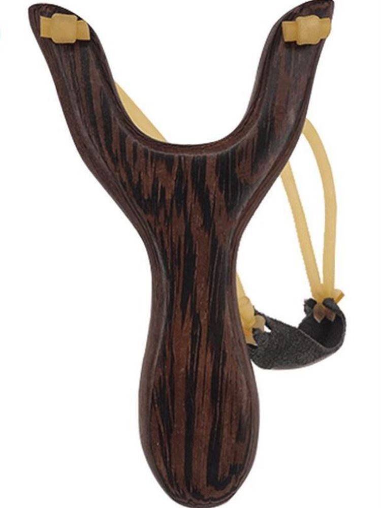 Outdoor slingshot traditional bullet fork high -precision wooden children's wooden round leather wooden rack solid wood strong mahogany