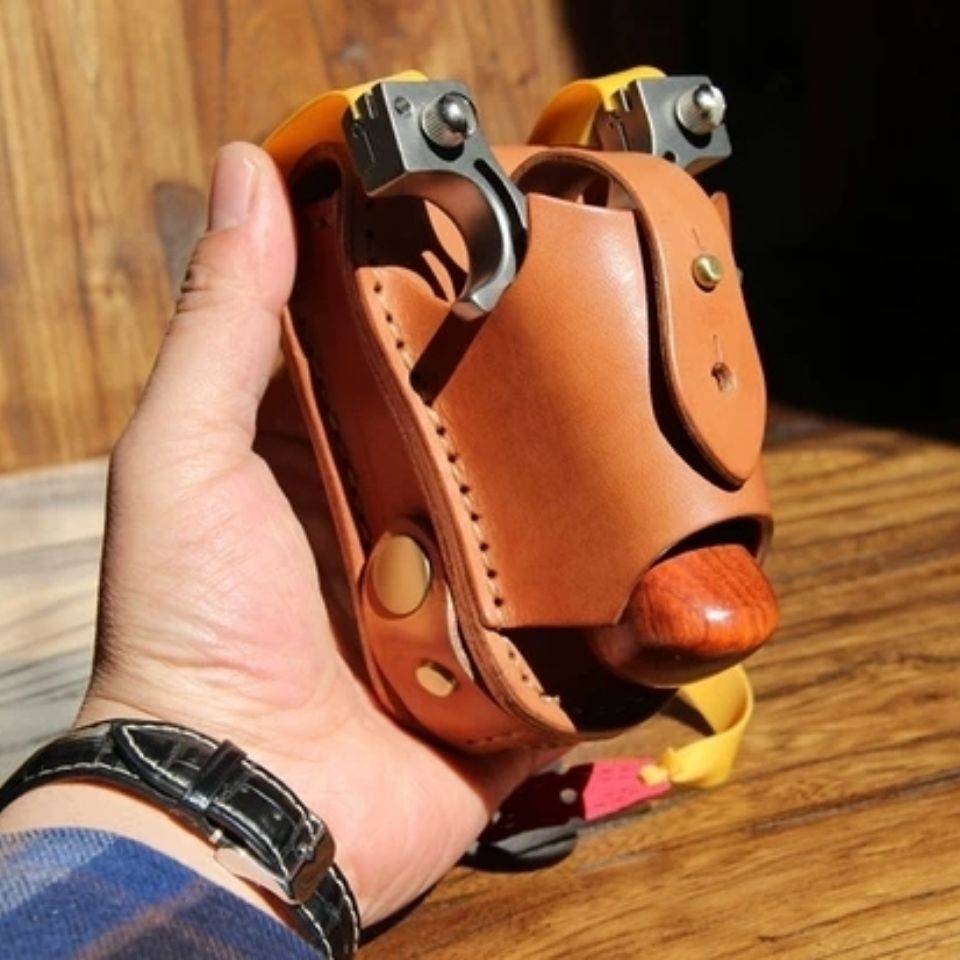 Slinges special wrap leather leather leather steel bead all -in -one waged steel clip -side opening to wear waistband slingshot steel ball bun leather