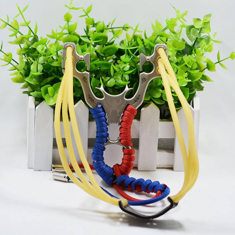 New high -precision outdoor stainless steel traditional slingshot strong f card ball three cards and six shares dual -use bullet rack