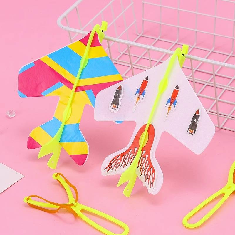 Lighting ejection aircraft creative DIY assembly slingshot aircraft children's flash toys square stalls night market supply
