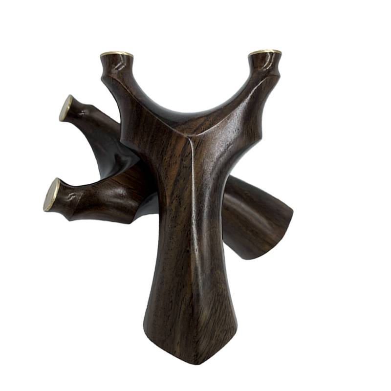 BLACK HONOLULU SLINGSHOT, A WOOD-BASED SDU A SLINGSHOT, HAND-MADE, BACK-BLOWN SDU FORK