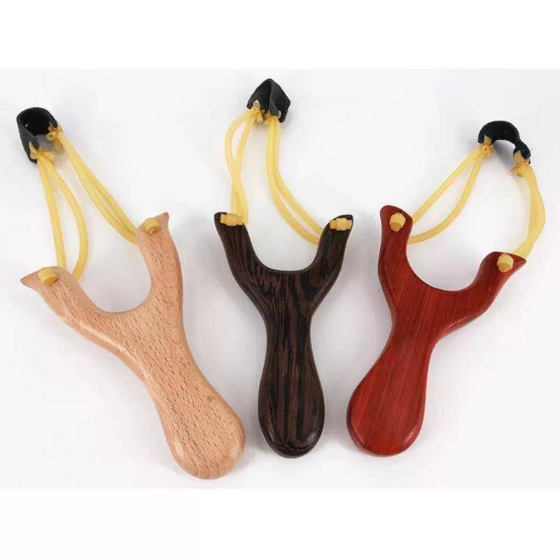 Outdoor slingshot traditional bullet fork high -precision wooden children's wooden round leather wooden rack solid wood strong mahogany